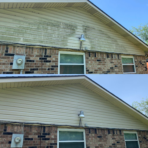 Driveway pressure washing Owasso - concrete cleaning service results